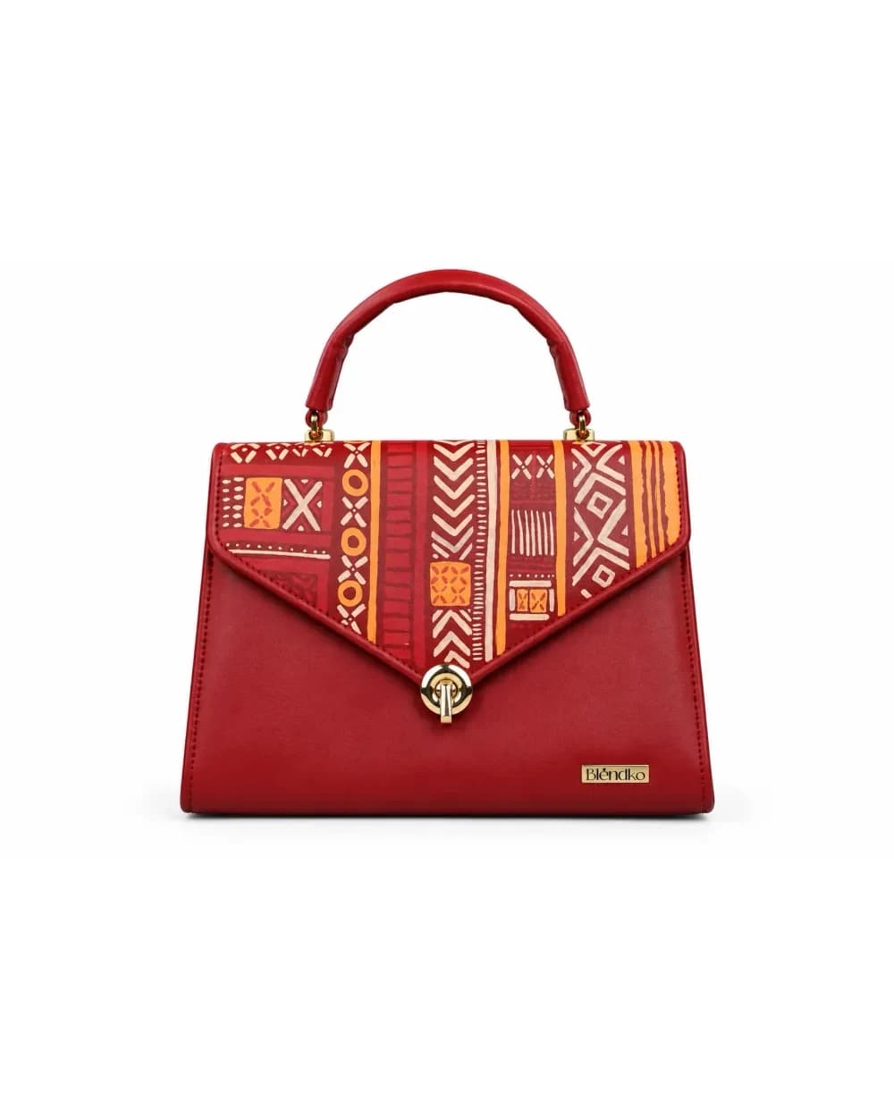Burgundy Mudcloth Flap Bag